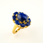 Lapis Lazuli Taşı 925 Ayar Gümüş Gold Kaplama Bayan Yüzük - Görsel 6