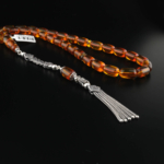 33lük Orijinal Kehribar Kapsül Kesim Doğal Taş Gümüş Tasarım Tesbih (8,50x14mm) - Görsel 5