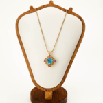 Özel Tasarım Sitrin, Turmalin ve Swiss Blue Topaz Taşı Gold Kaplama 925 Ayar Gümüş Kolye - Görsel 3