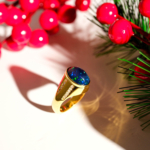 Orijinal Siyah Opal Taşı ve Pırlanta Süslemeli 925 Ayar Gümüş Gold Kaplama Yüzük