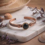 Shungite (Şungit) Taşlı Bakır Bileklik