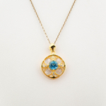 Topaz, Sedef ve Swarovski Taşı 925 Ayar Gümüş Bayan Kolye - Görsel 3