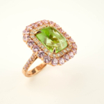 Özel Tasarım Zebercet, Pembe Mozanite ve Swarovski Taşı 925 Ayar Gümüş Tasarım Rose Kadın Yüzük - Görsel 6