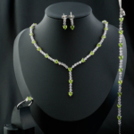 Orijinal Zebercet (Peridot) Taşı 925 Ayar Gümüş Set - Görsel 2