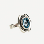 Blue Topaz Taşı 925 Ayar Gümüş Erkek / Kadın (Unisex) El İşçiliği Yüzük - Görsel 4
