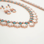 Özel Tasarım Mine İşlemeli Sedef ve Swarovski Taşlı Gümüş Bayan Set - Görsel 7