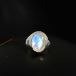 Orijinal Ay Taşı ve Blue Topaz Taşı 925 Ayar Gümüş Tasarım Unisex (Kadın/Erkek) Yüzük - Görsel 5
