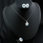 Orijinal Blue Topaz Taşı 925 Ayar Gümüş Tasarımlı Bayan Set - Görsel 2