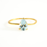 Blue Topaz Taşı 925 Ayar Gümüş Gold Kaplama Kadın Yüzük - Görsel 4