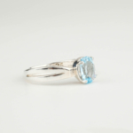 Blue Topaz Taşı 925 Ayar Gümüş Tasarımlı Bayan Yüzük - Görsel 2