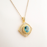 Blue Topaz ve Swarovski Taşı 925 Ayar Gümüş Tasarımlı Bayan Kolye - Görsel 4