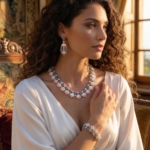 Özel Tasarım Mine İşlemeli Sedef ve Swarovski Taşlı Gümüş Bayan Set - Görsel 4