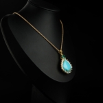 Orijinal Özel Turkuaz (Firuze), Zümrüt ve Blue Topaz Taşı 925 Ayar Gümüş Tasarımlı Kolye - Görsel 4