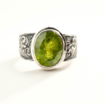 Orijinal Zebercet (Peridot) Taşı 925 Ayar Gümüş Tasarımlı El İşçiliği Erkek Yüzük - Görsel 3