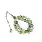 Prehnite Doğal Taş 33 Metal Tesbih (10mm) - Görsel 3
