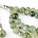 Prehnite Doğal Taş 33 Metal Tesbih (10mm) - Görsel 4