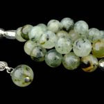 Prehnite Doğal Taş 33 Metal Tesbih (10mm) - Görsel 5