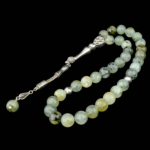 Prehnite Doğal Taş 33 Metal Tesbih (10mm) - Görsel 6