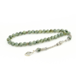 5A Kalite Prehnite Doğal Taş 33'lü Gümüş Tesbih (8mm) - Görsel 3