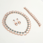 Özel Tasarım Mine İşlemeli Sedef ve Swarovski Taşlı Gümüş Bayan Set - Görsel 5