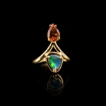 Orijinal Bodrial Opal ve Sitrin Taşı Gold Kaplama 925 Ayar Gümüş Yüzük - Görsel 3