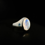 Orijinal Ay Taşı ve Blue Topaz Taşı 925 Ayar Gümüş Tasarım Unisex (Kadın/Erkek) Yüzük - Görsel 3