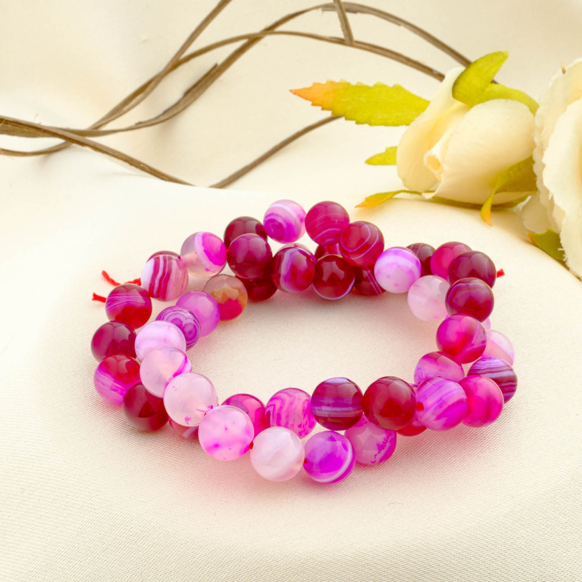 Madagaskar Pembe Akik Doğal Taş Dizi (10mm)