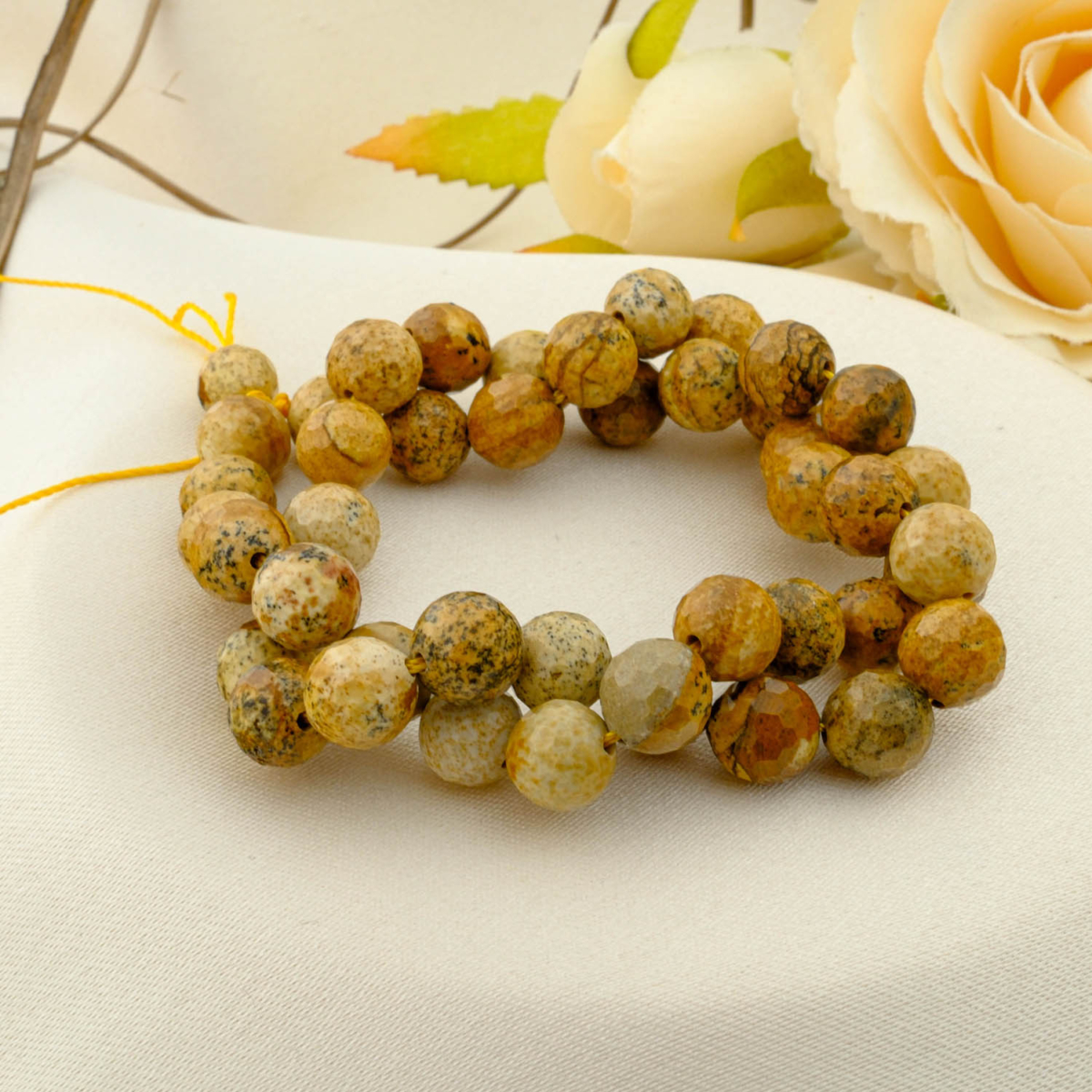 Odun Jasper Doğal Taş Faset Kesim Dizi (8mm)