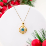 Topaz, Sedef ve Swarovski Taşı 925 Ayar Gümüş Bayan Kolye
