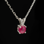 Yakut Doğal Taş Gümüş Bayan Mini Kolye (0,86ct) - Görsel 5