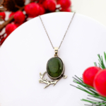 Yeşim (Jade) Taşı 925 Ayar Gümüş Tasarım Kolye