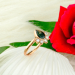 Moss Agate (Yosunlu Akik) Doğal Taş Gümüş Rose Bayan Yüzük