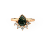 Moss Agate (Yosunlu Akik) Doğal Taş Gümüş Rose Bayan Yüzük - Görsel 3