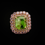 Özel Tasarım Zebercet, Pembe Mozanite ve Swarovski Taşı 925 Ayar Gümüş Tasarım Rose Kadın Yüzük - Görsel 2