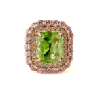 Özel Tasarım Zebercet, Pembe Mozanite ve Swarovski Taşı 925 Ayar Gümüş Tasarım Rose Kadın Yüzük - Görsel 3