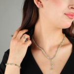 Orijinal Zebercet (Peridot) Taşı 925 Ayar Gümüş Set
