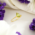 Zebercet (Peridot) Taşı 925 Ayar Gümüş Gold Kaplama Bayan Yüzük