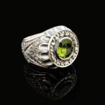 Orijinal Zebercet (Peridot) Taşı 925 Ayar Gümüş Tasarımlı El İşçiliği Erkek Yüzük - Görsel 4
