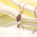 Garnet (Lal) Doğal Taş Gümüş Bayan Kolye