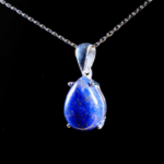 Lapis Lazuli Doğal Taş Gümüş Bayan Kolye - Görsel 6