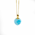 Larimar Taşı Orta Boy Kalp Model Gümüş Gold Bayan Kolye - Görsel 3