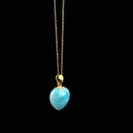 Larimar Taşı Orta Boy Kalp Model Gümüş Gold Bayan Kolye - Görsel 5