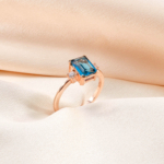 London Blue Topaz Doğal Taş Gümüş Bayan Yüzük