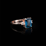London Blue Topaz Doğal Taş Gümüş Bayan Yüzük - Görsel 6