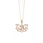 Reiki Om Sembollü Lotus Çiçeği Gümüş Rose Bayan Kolye - Görsel 2