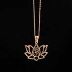 Reiki Om Sembollü Lotus Çiçeği Gümüş Rose Bayan Kolye - Görsel 4