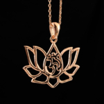 Reiki Om Sembollü Lotus Çiçeği Gümüş Rose Bayan Kolye - Görsel 5