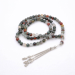 Orijinal Kan Jasper Doğal Taş 99 Metal Tesbih (8mm) - Görsel 2