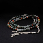Orijinal Kan Jasper Doğal Taş 99 Metal Tesbih (8mm) - Görsel 5