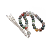 Orijinal Kan Jasper Doğal Taş 33lü Metal Tesbih (8mm) - Görsel 4